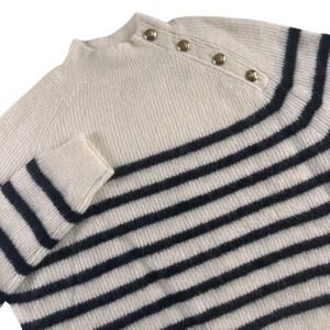 Sezane Trudy Jumper Women XL White Navy Striped Mohair Merino Wool Sweater